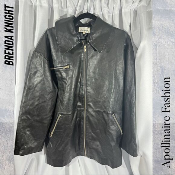 FREE PEOPLE BY BRENDA KNIGHT JOJO LEATHER JACKET BLACK NWT - Picture 4 of 8